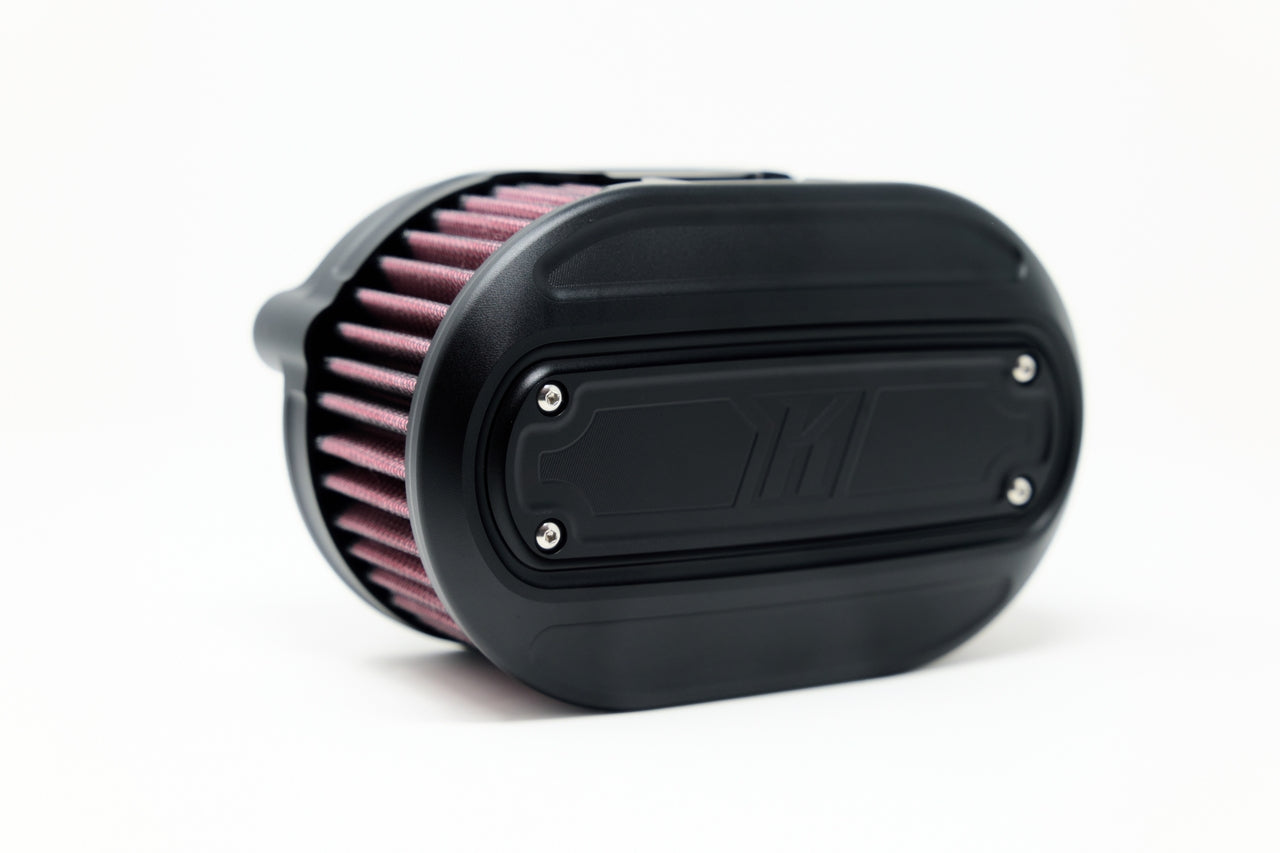 Oval Air Cleaner for M8 Engines, Black. Fits M8, Milwaukee 8 engines