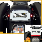 Kodlin Curved 3-bolt mounted Elypse 3-1 LED License Plate Kit in Black, before and after