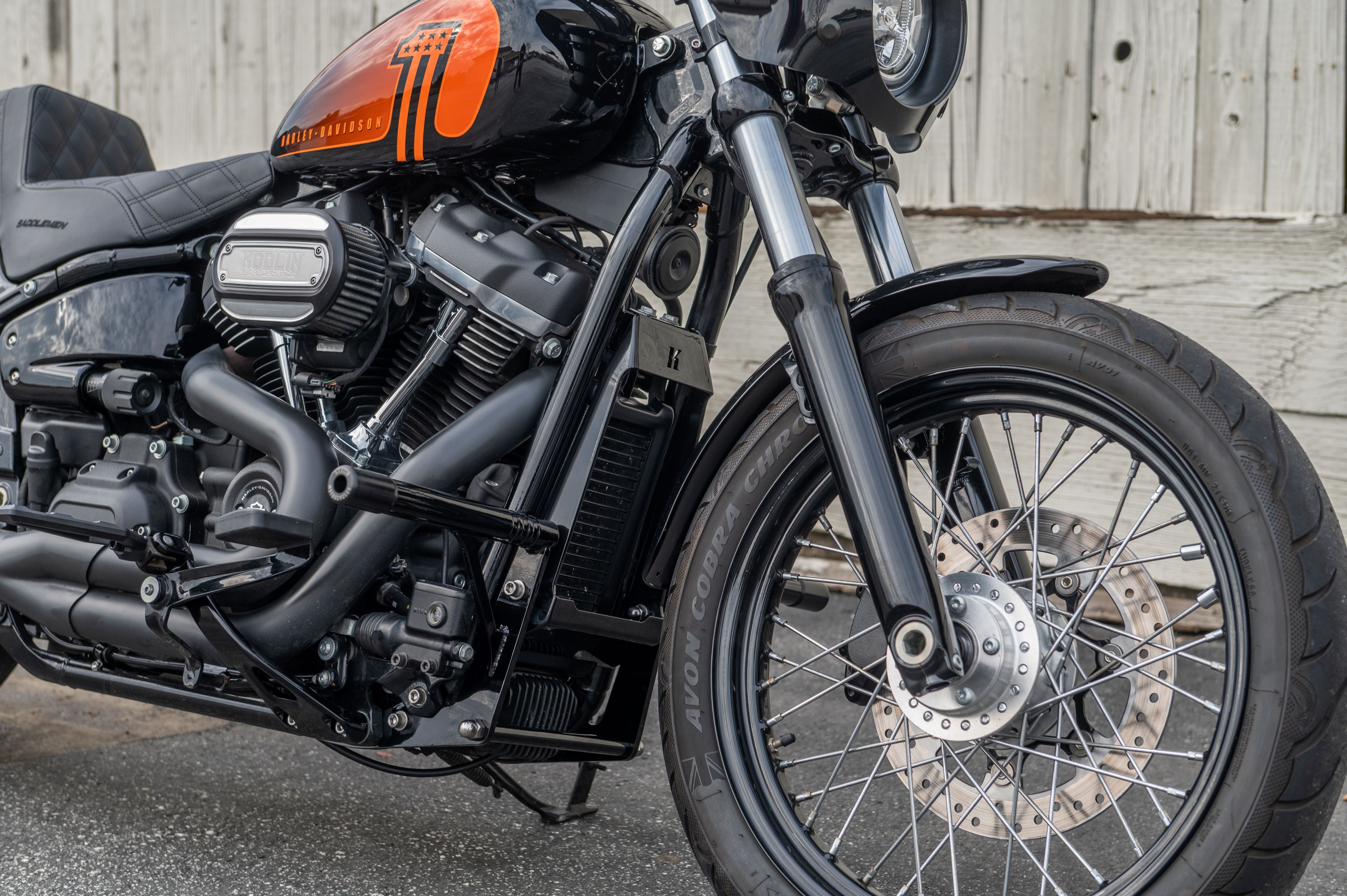Kodlin M8 Softail Engine Guards - Black. Fits Lowrider, Lowrider S, Lowrider ST, Street Bob, and Softail Standard
