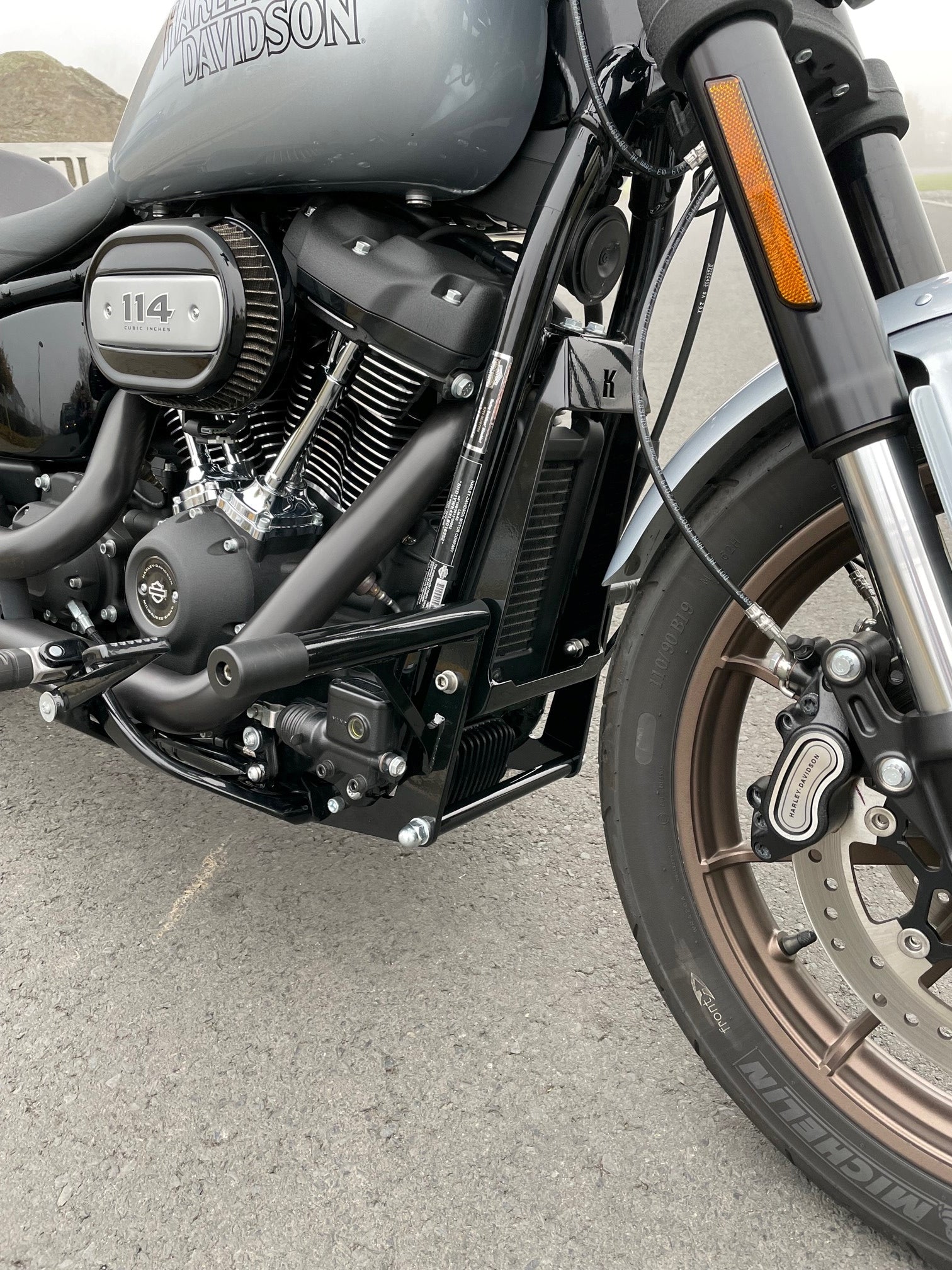 Kodlin M8 Softail Engine Guards - Black. Fits Lowrider, Lowrider S, Lowrider ST, Street Bob, and Softail Standard. 2018, 2019, 2020, 2021, 2022, 2023 models.