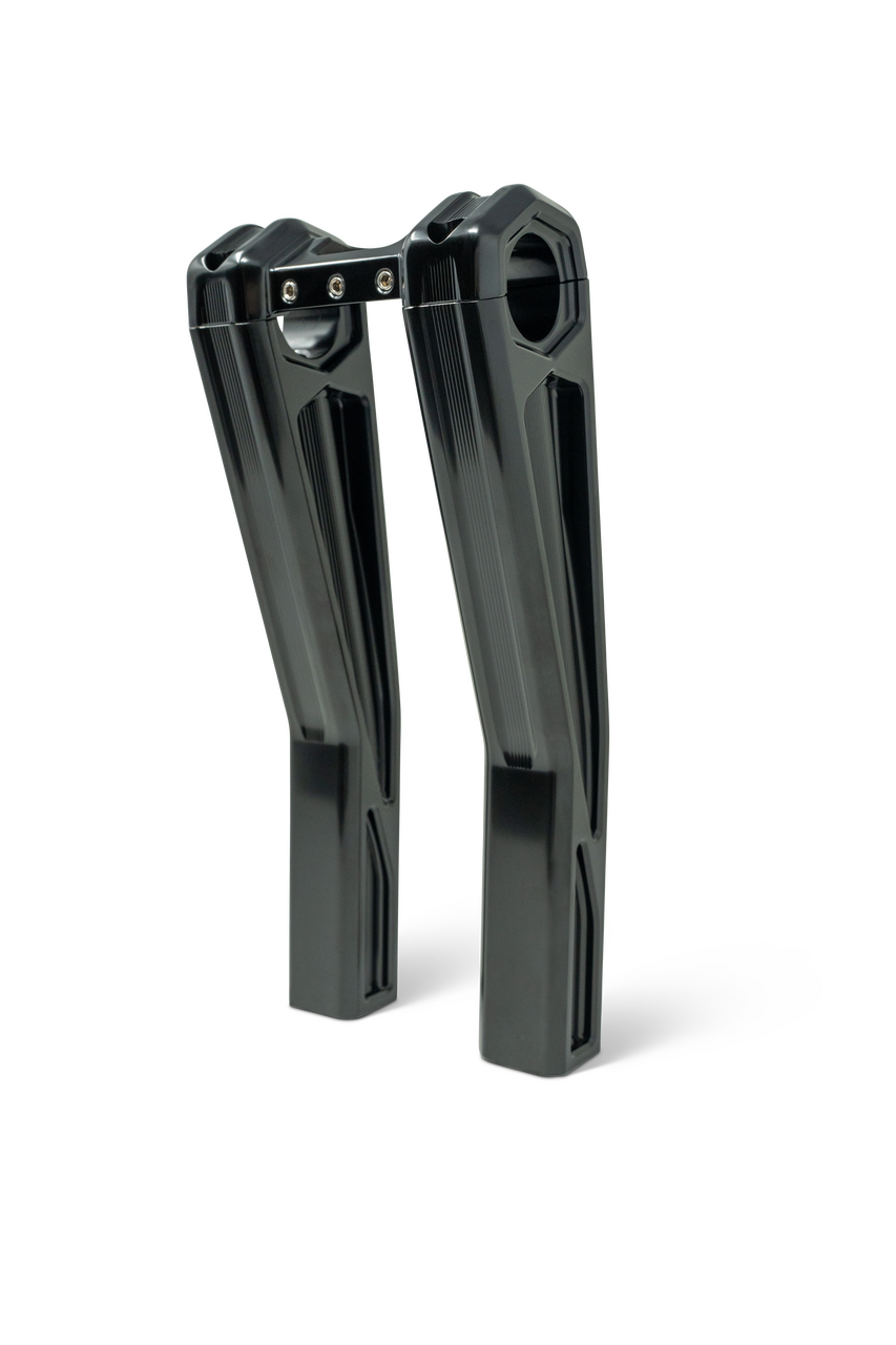 Kodlin Ascent Pro Risers, 10" high in gloss black for M8 Softail models.